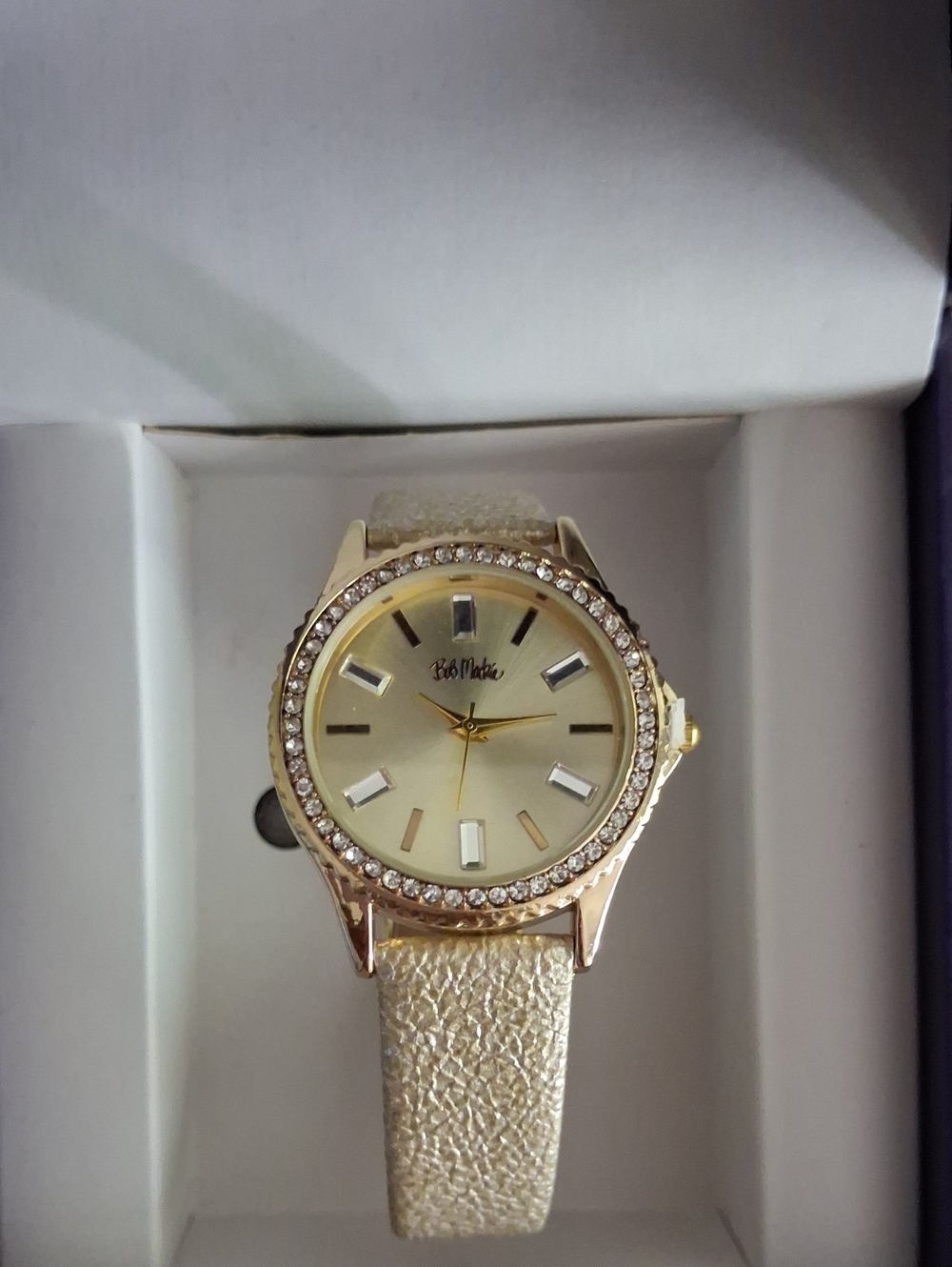 Bob Mackie Gold and White Women's Watch with Crystal Bezel. - Picture 2 of 6